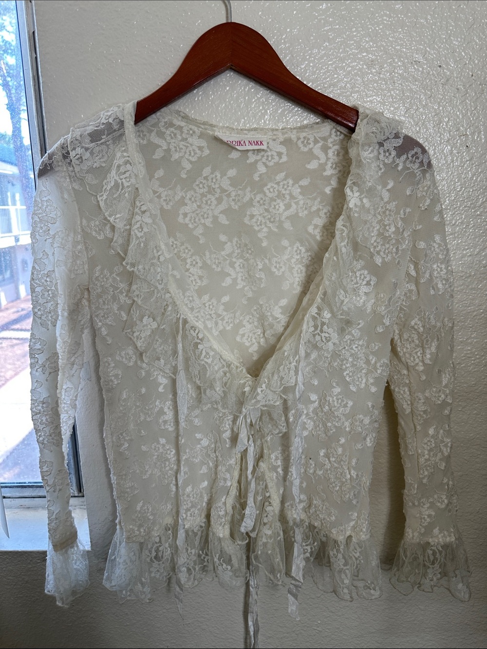 Marrika nakk Ivory Lace Peasant Blouse